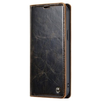 Apple iPhone 15 „CaseMe“ Leather solīds atvēramais ādas brūns maciņš - maks | Vacins.lv