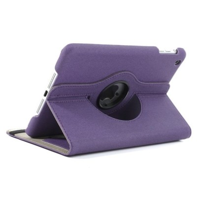 Apple iPad Mini 1 / 2 / 3 atvēramais violets ādas futrālis, grozās 360° grādu apjomā / Vacins.lv