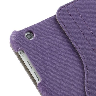 Apple iPad Mini 1 / 2 / 3 atvēramais violets ādas futrālis, grozās 360° grādu apjomā / Vacins.lv