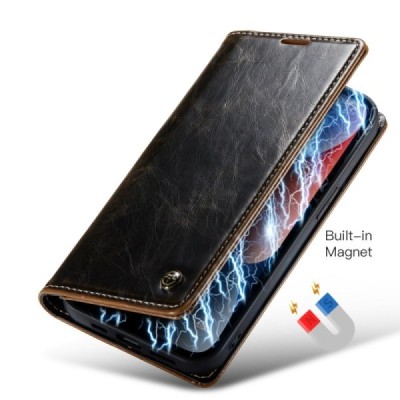 Apple iPhone 15 Pro Max „CaseMe“ Leather открываемый коричневый кожаный чехол – книжка | Vacins.lv