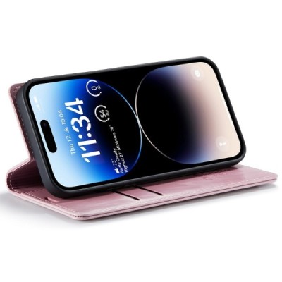 Apple iPhone 15 Pro Max „CaseMe“ Leather открываемый,розового цвета, кожаный чехол – книжка | Vacins.lv