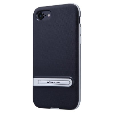 Nillkin Youth Kickstand Apple iPhone 7 (iPhone 8) усиленный защитный твердый силиконовый (TPU) чёрный чехол с серебристой оканто