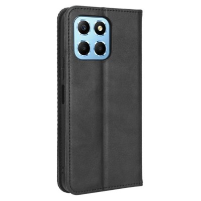 Huawei Honor 70 Lite (X8, X6) Vintage melns ādas atvērams maciņš ar magnetu | Vacins.lv