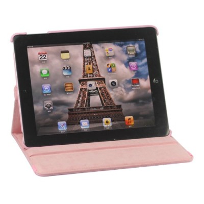 Apple iPad 2, 3, 4 atvēramais rozs ādas futrālis, grozās 360° grādu apjomā / Vacins.lv