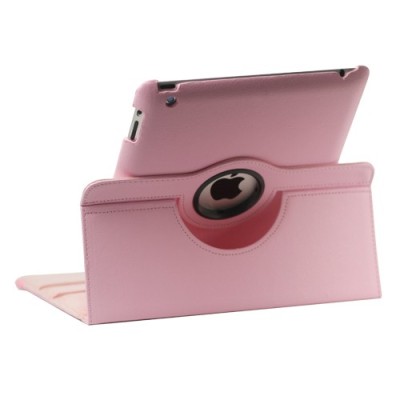 Apple iPad 2, 3, 4 atvēramais rozs ādas futrālis, grozās 360° grādu apjomā / Vacins.lv