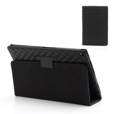 Sony Xperia Tablet Z atvērams stilīgs melns ādas futrālis / Vacins.lv