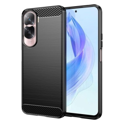 Huawei Honor 90 Lite (X50i) „Carbon“ cieta silikona (TPU) melns apvalks | vacins.lv