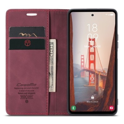 Samsung Galaxy S23 FE (Fan Edition) CaseMe Retro открываемый, бордового цвета, кожаный чехол – книжка | Vacins.lv