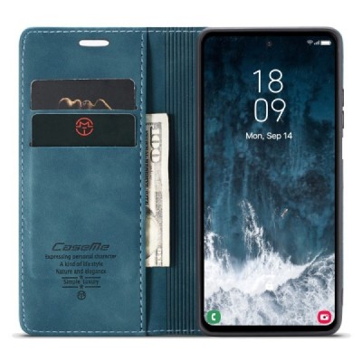 Samsung Galaxy S23 FE (Fan Edition) CaseMe Retro открываемый, зелёного цвета, кожаный чехол – книжка | Vacins.lv