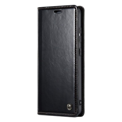 Samsung Galaxy S23 FE (Fan Edition) „CaseMe“ Leather открываемый чёрный кожаный чехол – книжка | Vacins.lv