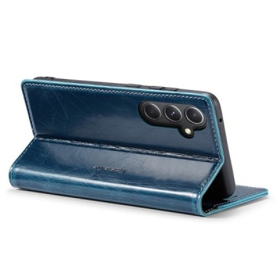 Samsung Galaxy S23 FE (Fan Edition) „CaseMe“ Leather открываемый, cинего цвета, кожаный чехол – книжка | Vacins.lv