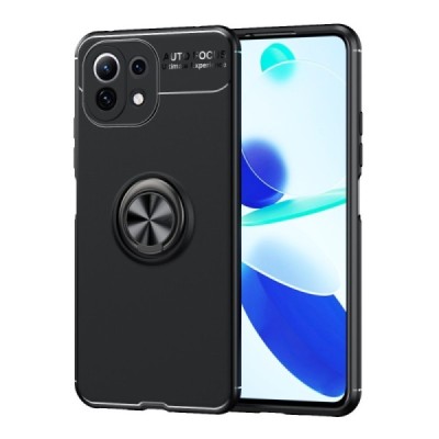 Xiaomi Mi 11 Lite (Mi 11 Lite NE) „FOCUS“ Kickstand cieta silikona (TPU) melns apvalks | vacins.lv