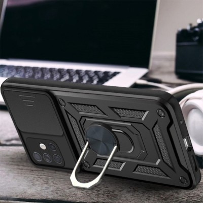 Samsung Galaxy A51 (A515) „Kickstand“ pastiprinātas aizsardzības melns apvalks | Vacins.lv