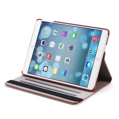 Apple iPad Air solīds atvēramais sarkans ādas futrālis (360°) - statīvs / Vacins.lv