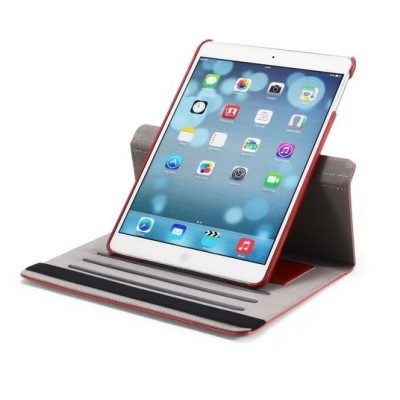 Apple iPad Air solīds atvēramais sarkans ādas futrālis (360°) - statīvs / Vacins.lv