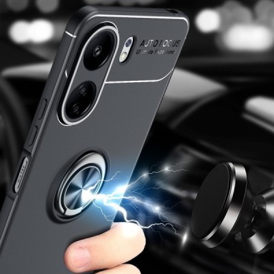 Xiaomi Redmi 13C (Poco C65) „FOCUS“ Kickstand (TPU) твердый силиконовый чехол - чёрный | Vacins.lv