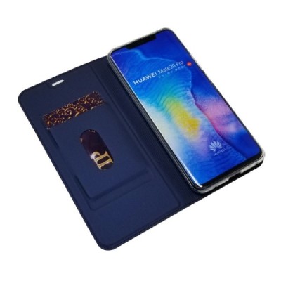 Huawei Mate 20 Pro „Dux Ducis“ Skin sērijas zils ādas atvērams maciņš | Vacins.lv