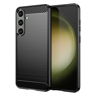 Samsung Galaxy S24+ (SM-S926) „Carbon“ cieta silikona (TPU) melns apvalks | vacins.lv