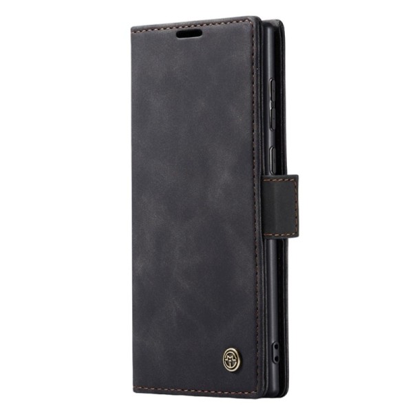 Кожиный чехол-книжка "CaseMe" Retro - чёрный (Galaxy S24 Ultra)