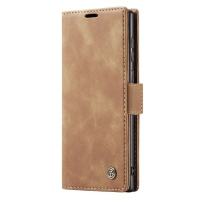 Samsung Galaxy S24 Ultra (SM-S928) CaseMe Retro открываемый, светло-коричневого цвета, кожаный чехол – книжка | Vacins.lv