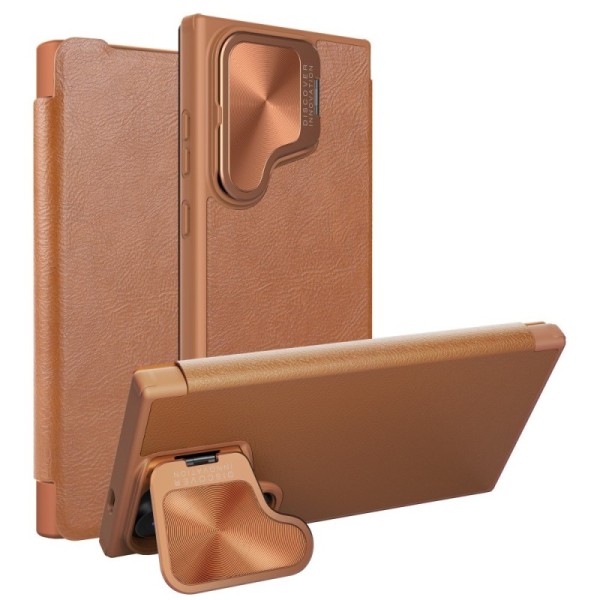 Чехол-книжка „Nillkin“ Qin Prop - коричневый (Galaxy S24+)