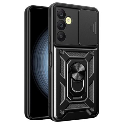 Samsung Galaxy A25 (SM-A256) „Kickstand“ pastiprinātas aizsardzības melns apvalks | Vacins.lv
