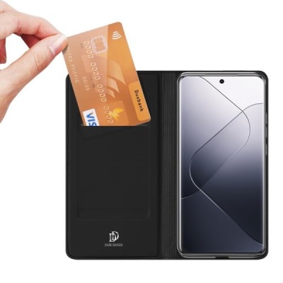 „Dux Ducis“ Skin серии Xiaomi 14 Pro открываемый бордовый кожаный чехол - книжка | Vacins.lv
