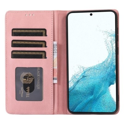Samsung Galaxy S24+ (SM-S926) „Split“ розовый кожаный чехол-книжка | Vacins.lv