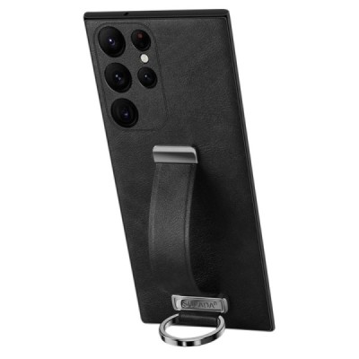 „Sulada“ Leather Kickstand Samsung Galaxy S24 Ultra (SM-S928) черный кожаный чехол | Priedai.lt