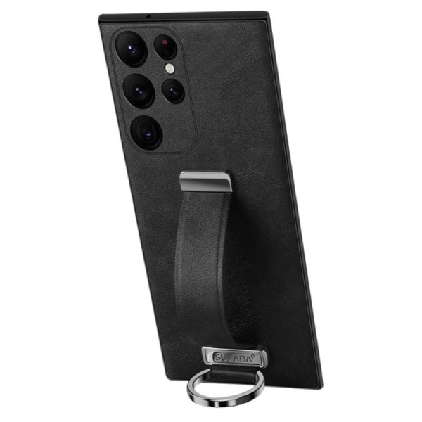 Кожаный чехол „Sulada“ Leather Kickstand - чёрный (Galaxy S24 Ultra)