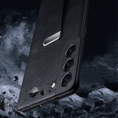 „Sulada“ Leather Kickstand Samsung Galaxy S24 Ultra (SM-S928) черный кожаный чехол | Priedai.lt