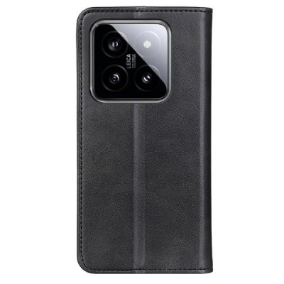Xiaomi 14 Pro „Split“ чёрный кожаный чехол-книжка | Vacins.lv