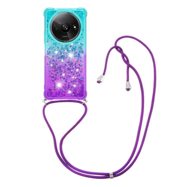 „Strap“ Shine cieta silikona (TPU) apvalks - piparmētru / violeta (Redmi A3 / Poco C61)