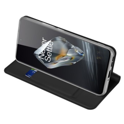„Dux Ducis“ Skin серии OnePlus 12 чёрный кожаный чехол-книжка | Vacins.lv