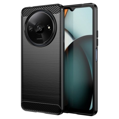 Xiaomi Redmi A3 (Poco C61) „Mofi“ Carbon cieta silikona (TPU) melns apvalks | vacins.lv