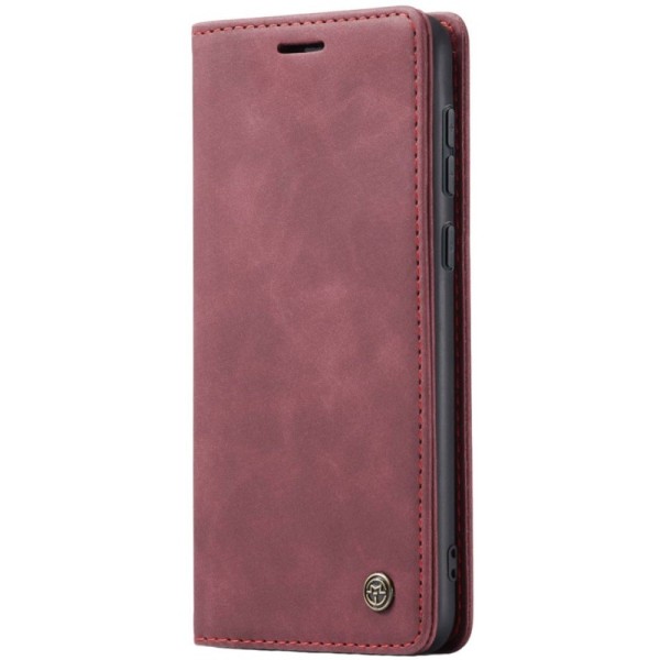 „CaseMe“ Retro solīds atvēramais ādas maciņš - bordo (Galaxy A55)