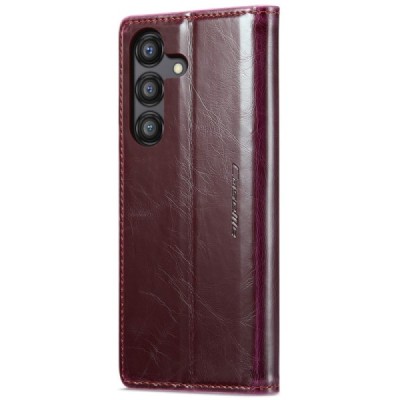 Samsung Galaxy A55 5G (SM-A556) CaseMe Leather открываемый, бордового цвета, кожаный чехол – книжка | Vacins.lv