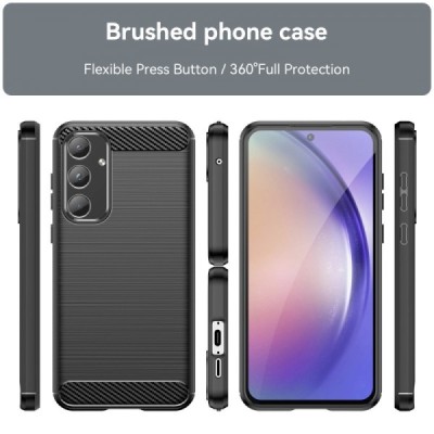 Samsung Galaxy A55 5G (SM-A556) "Carbon" cieta silikona (TPU) melns apvalks | Vacins.lv