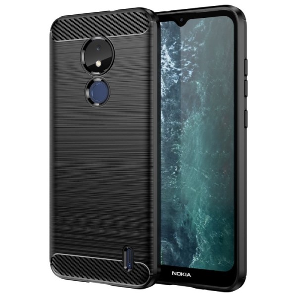 Твердый силиконовый чехол (TPU) „Carbon“ - чёрный (Nokia C21)