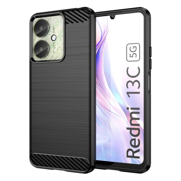 "Carbon" cieta silikona (TPU) apvalks - melns (Redmi 13C / Poco C65)