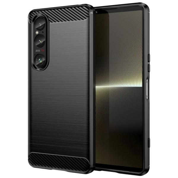 "Carbon" cieta silikona (TPU) apvalks - melns (Xperia 1 VI)