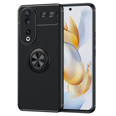 Huawei Honor 90 „FOCUS“ Kickstand cieta silikona (TPU) melns apvalks | vacins.lv
