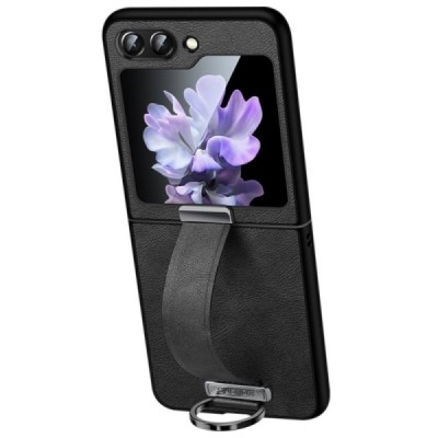 „Sulada“ Leather Kickstand Samsung Galaxy Flip7 FE / Flip6 melns ādas apvalks | Vacins.lv