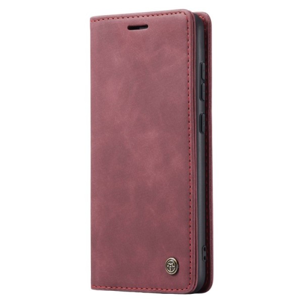 Кожиный чехол-книжка "CaseMe" Retro - бордовый (Galaxy S23)