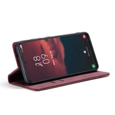 Samsung Galaxy S23 (SM-S911) CaseMe Retro открываемый, бордового цвета, кожаный чехол – книжка | Vacins.lv