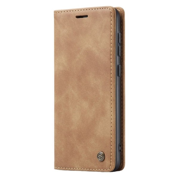 Кожиный чехол-книжка "CaseMe" Retro - светло-коричневый (Galaxy S24+)