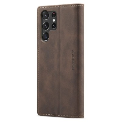 Samsung Galaxy S24 Ultra (SM-S928) CaseMe Retro solīds atvēramais ādas brūns maciņš - maks | Vacins.lv