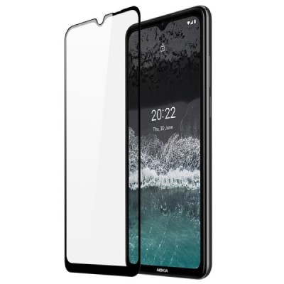 Nokia C21 „Dux Ducis“ 9H Tempered Glass усиленная защита, черное защитное стекло с полным покрытием 2.5D | Vacins.lv