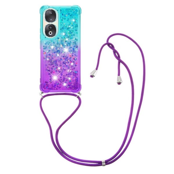 „Strap“ Shine cieta silikona (TPU) apvalks - piparmētru / violeta (Honor 90)