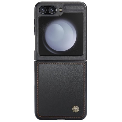 Samsung Galaxy Flip7 FE / Flip6 „CaseMe“ Leather melns plastika apvalks | vacins.lv